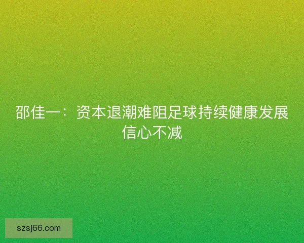 邵佳一：资本退潮难阻足球持续健康发展信心不减